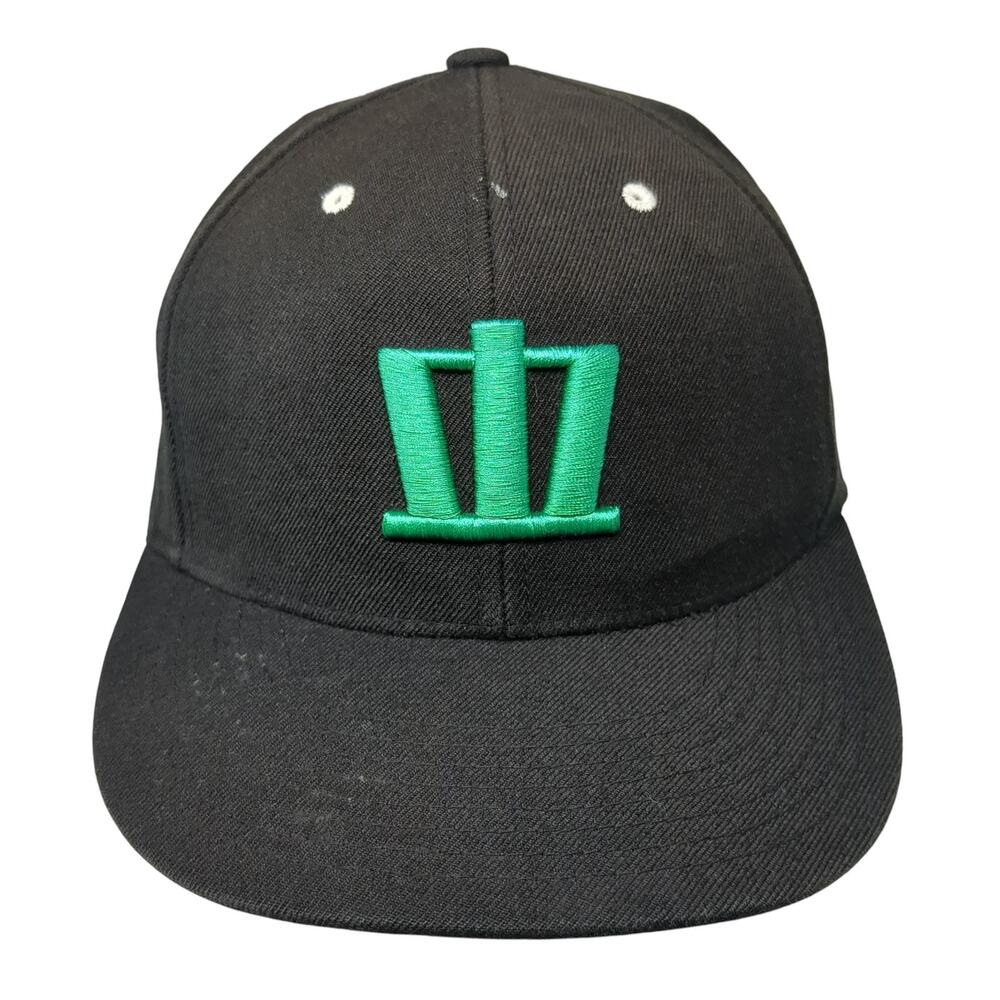 Mada Fitted Baseball Cap Black Medium Embroidered 6 Panel Wool Blend